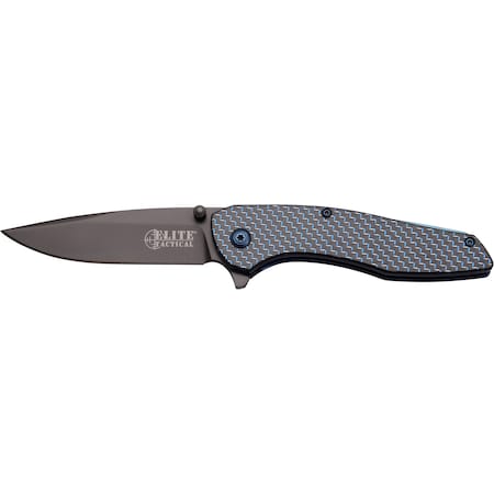 Master Cutlery 2018 Master Fldr, 3.25In Gry Ti Bld, Blu Cf Hndl, W/ Pc MAS-ET-1014